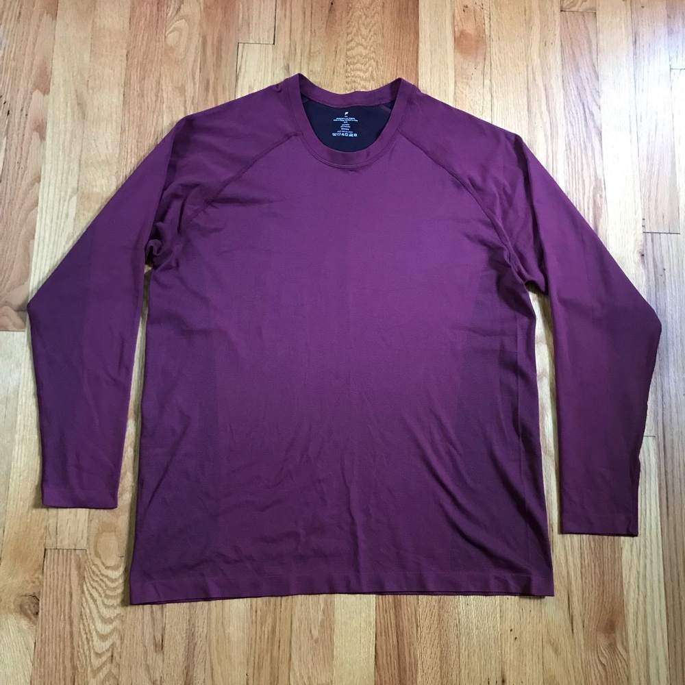 Fabletics Men's Long-Sleeve Crewneck Shirt Maroon XXL
